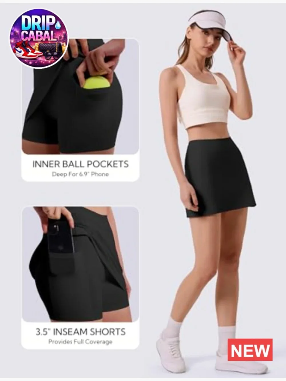 High Waisted Athletic Skort with 4 Pockets Mini Tennis Golf Skirt